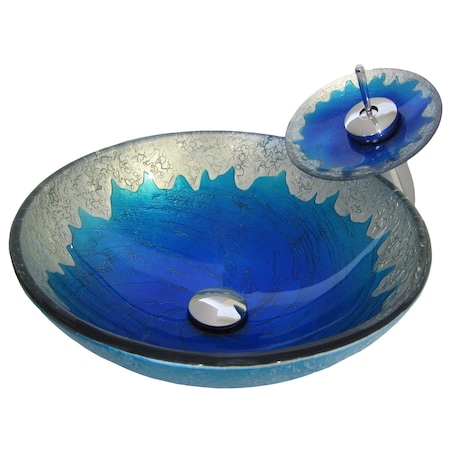 Novatto DIACCIO Glass Vessel Bathroom Sink Set, Chrome NSFC-017001CH
